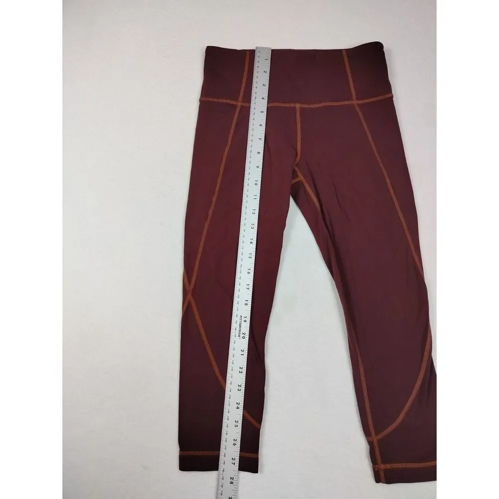 Athleta‎ Leggings Women's Small Maroon Salutation Crop Capri Athleisure Athletic